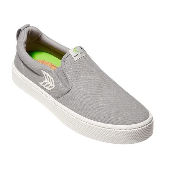 Cariuma Womens Slip On Sneaker US 8.5 M EU 39.5 Grey White Canvas Logo NIB - Picture 1 of 12